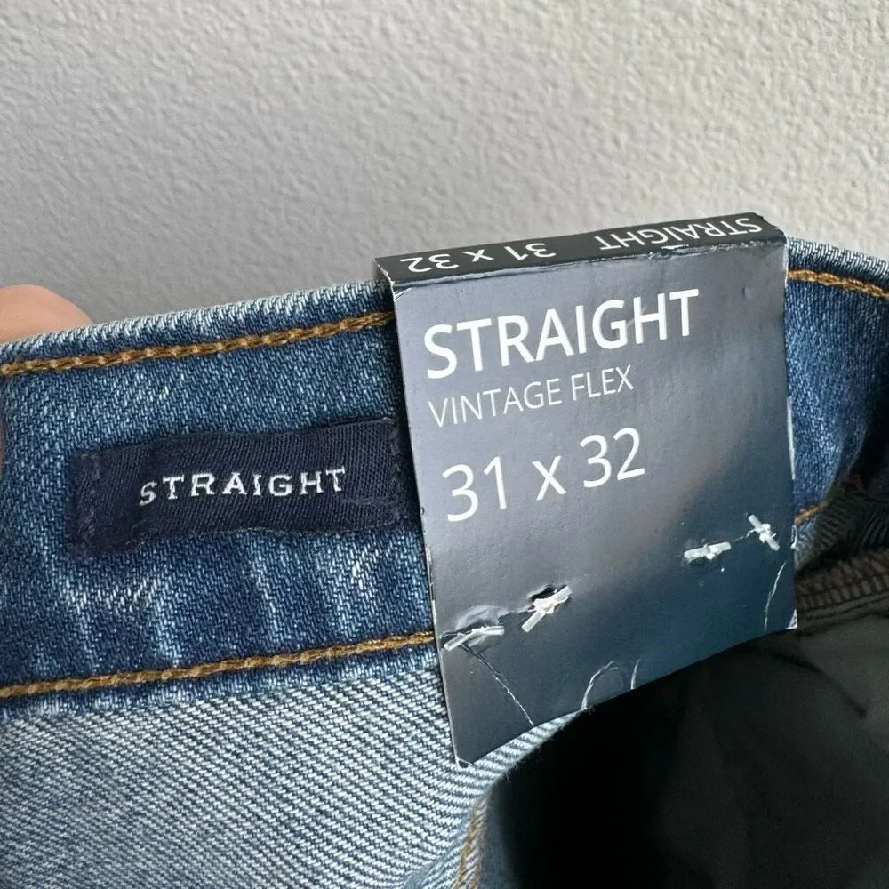 NWT J. Crew Flex Straight Fit Blue Solid Wash Medium Light Jeans Size 31 x 32